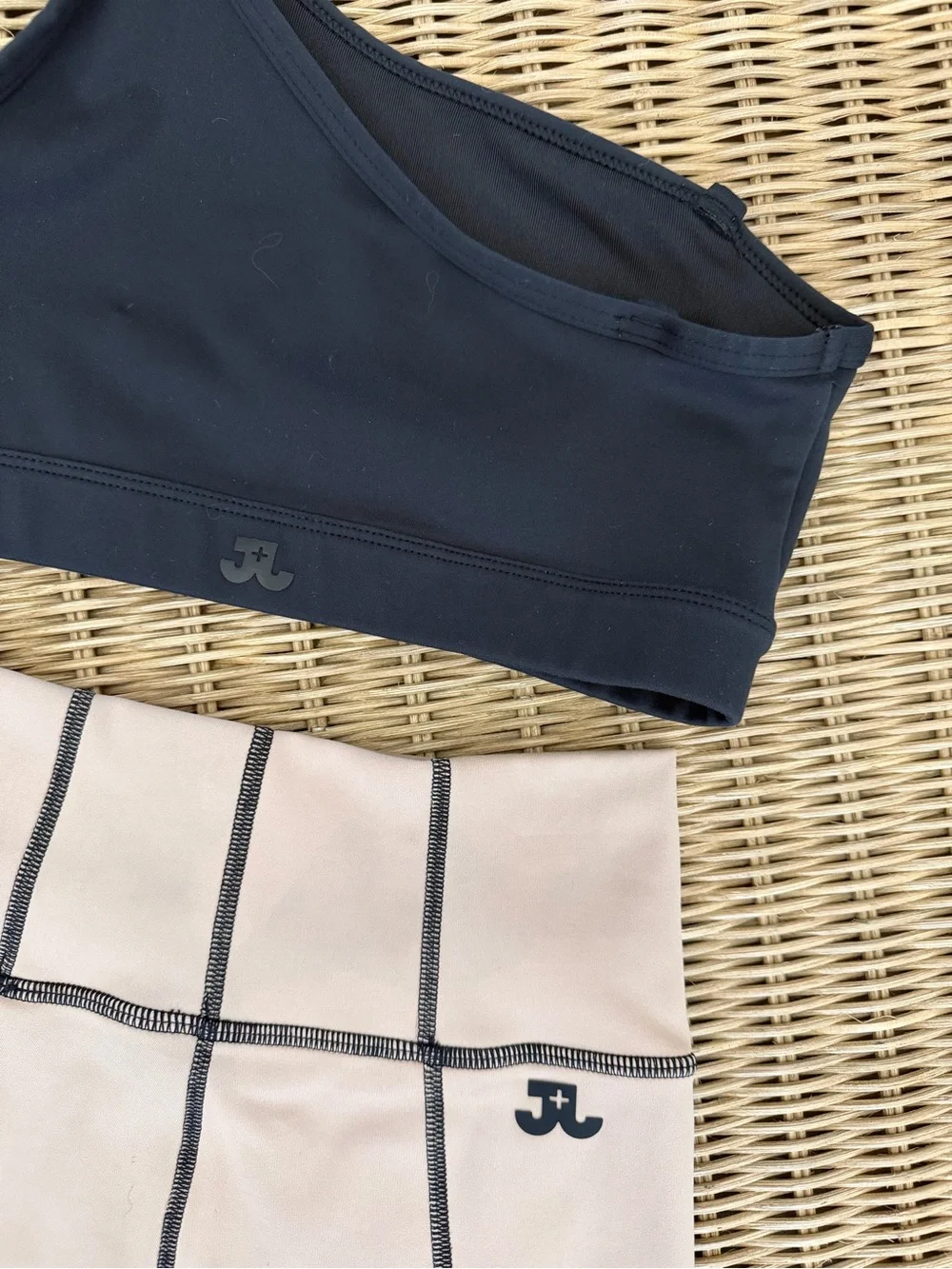 JO+JAX Black One-Shoulder Crop Top AXS & Tan High-Waist Shorts YL